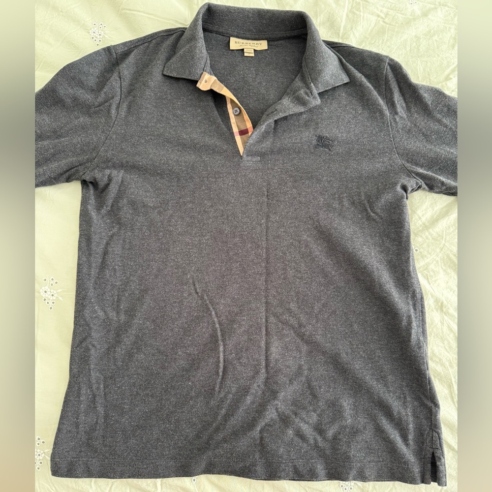 Men's BURBERRY LONG SLEEVEGray Polo Shirt